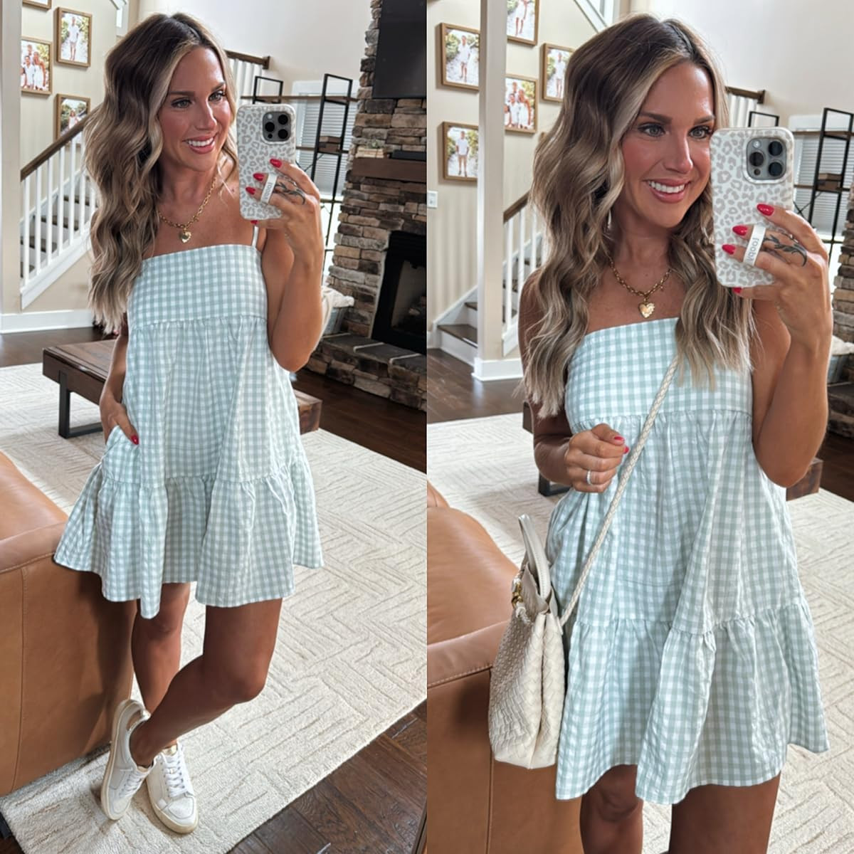 This checkered mini sun dress is perfect for spring, and it has pockets! 
I'm 5'6 148lbs wearing a size small dress, shoes fit true to size. Also linking a denim jacket to pair over it.
 

 #LTKSpringSale #LTKFindsUnder50 #LTKStyleTip