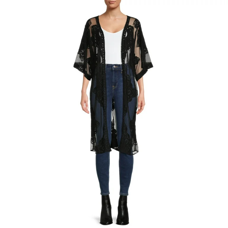 Time and Tru Women's Semi-Sheer Lace Layering Top | Walmart (US)