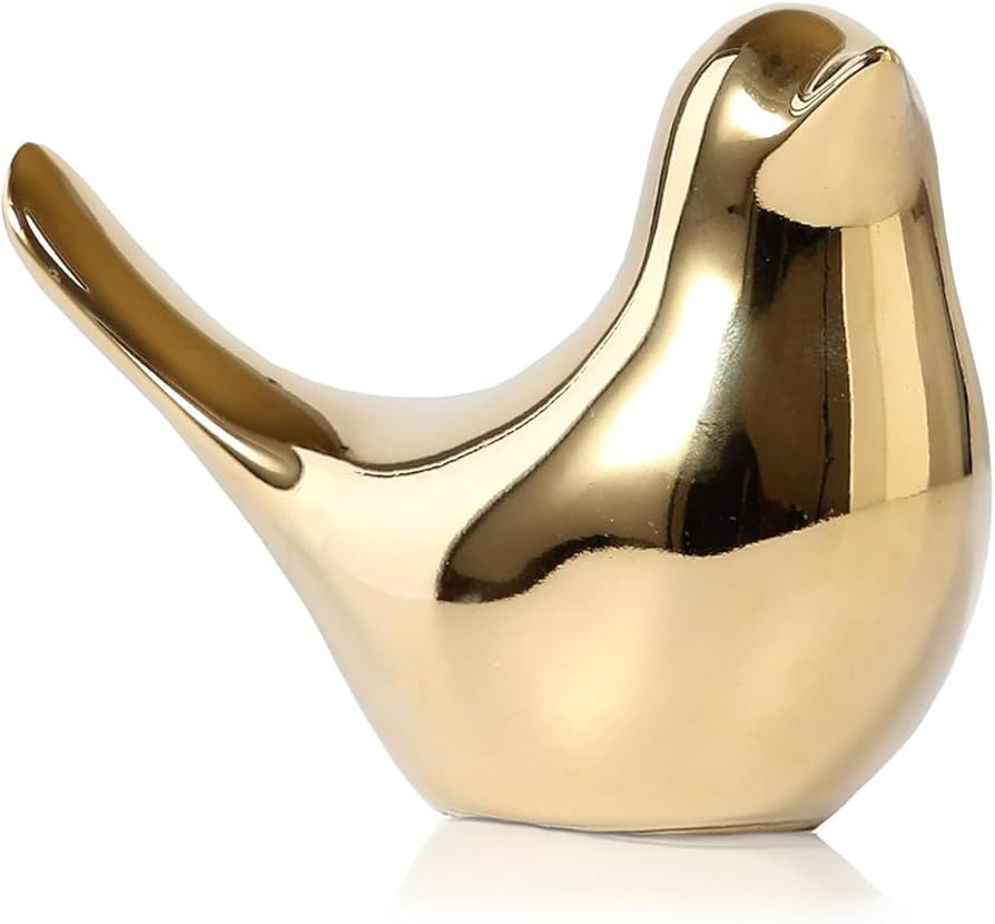 Large Gold Bird Statue – Modern Tabletop Sculpture for Living Room, Mantel, Shelf, Console Tabl... | Amazon (US)