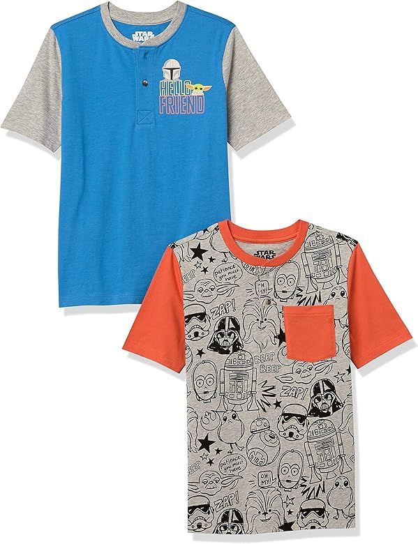 Spotted Zebra Disney | Marvel | Star Wars Boys and Toddlers' Short-Sleeve Henley T-Shirts, Pack o... | Amazon (US)