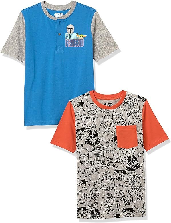 Spotted Zebra Disney | Marvel | Star Wars Boys and Toddlers' Short-Sleeve Henley T-Shirts, Pack o... | Amazon (US)