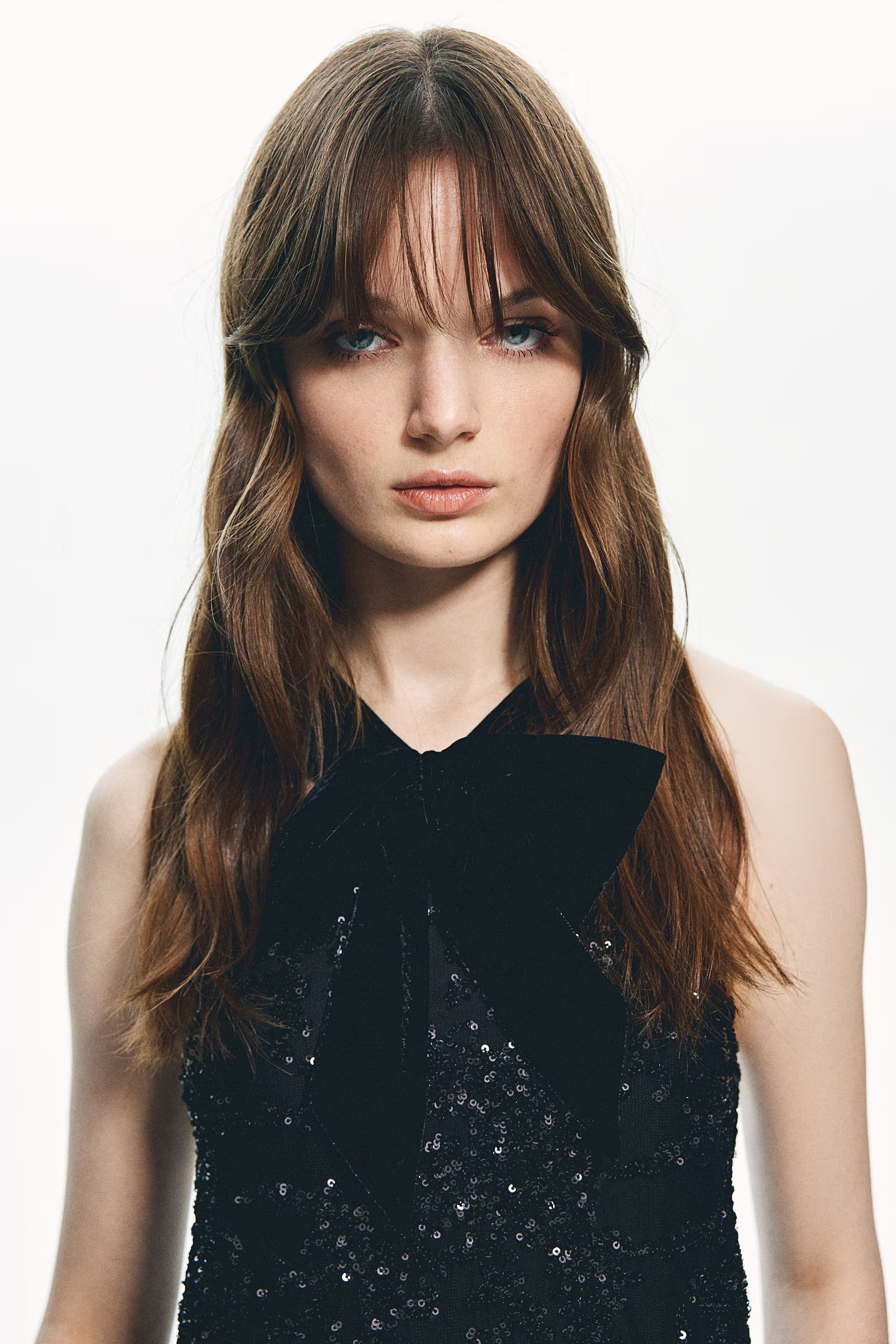 Sequined Bow-Front Top - Black - Ladies | H&M US | H&M (US + CA)