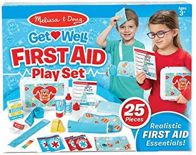 Melissa & Doug Get Well First Aid Kit Play Set – 25 Toy Pieces - Pretend Play Reusable Bandages | Amazon (US)