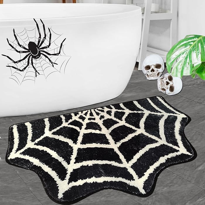 Spider Web Bath Mat Rug,31x20 Inch Halloween Bathing Mat Non-Slip Rugs,Spiderweb Gothic Area Carp... | Amazon (US)