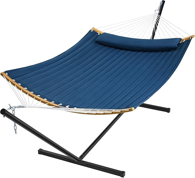 SUPERJARE Curved-Bar Hammock with Stand, 2 Person Heavy Duty Hammock Frame, Detachable Pillow & P... | Amazon (US)