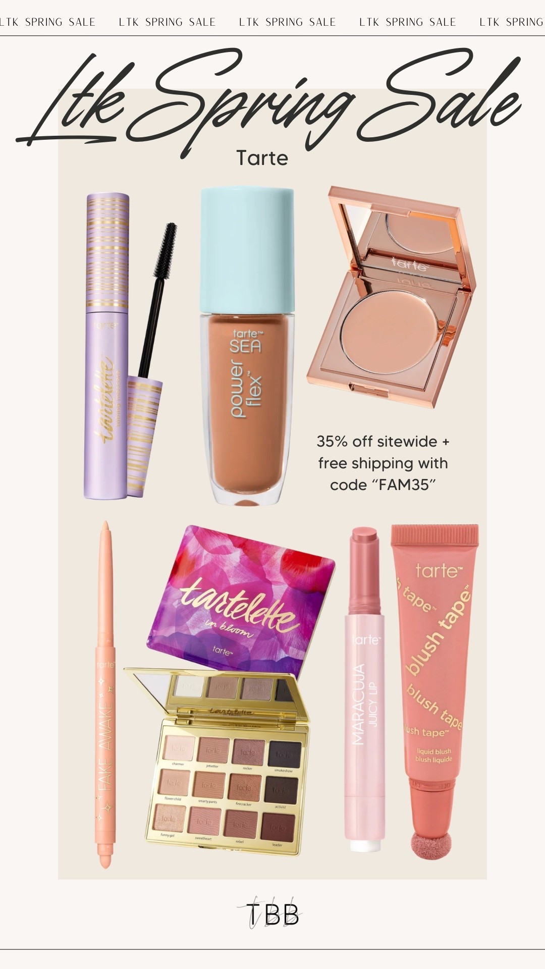 Tarte is having a MAJOR sale right now!
35% OFF for VIPs with code FAM35 + FREE shipping on everything 🤍
Literally the best time to stock up on your favorites or try something new! Linking all my must-haves here. 

 