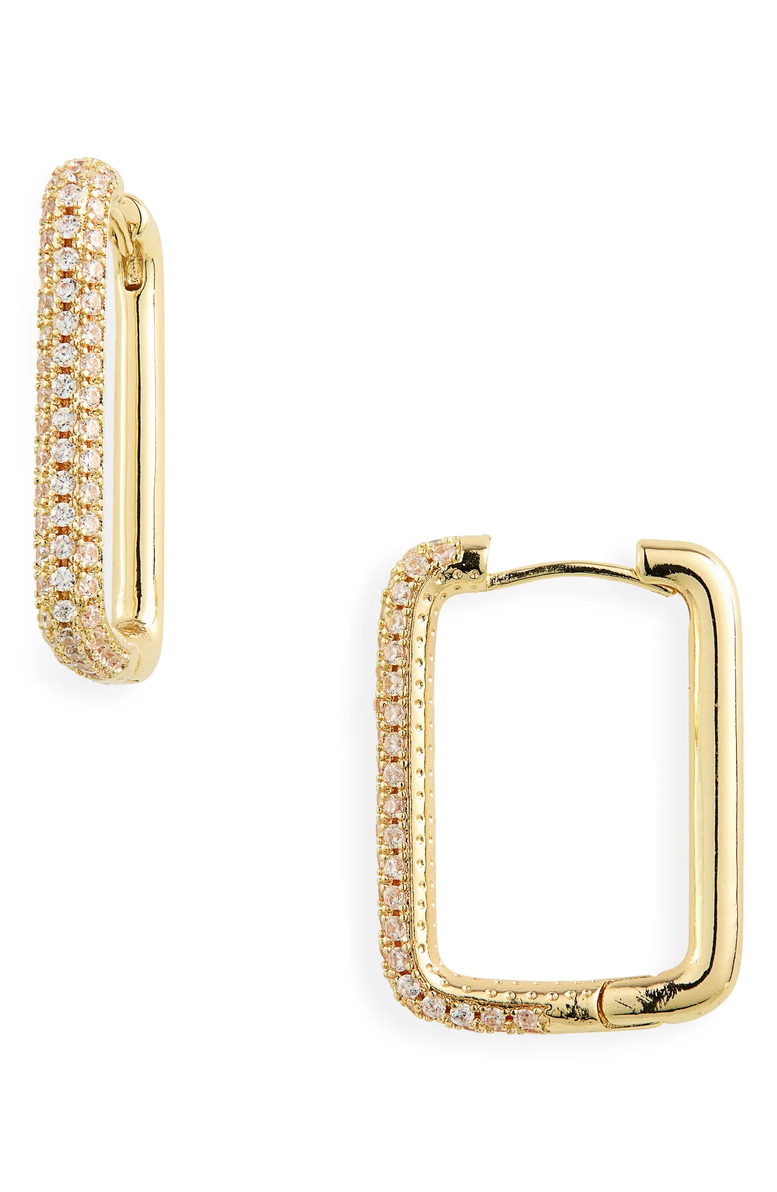 Petit Moments Gianna Crystal Square Hoop Earrings | Nordstrom | Nordstrom