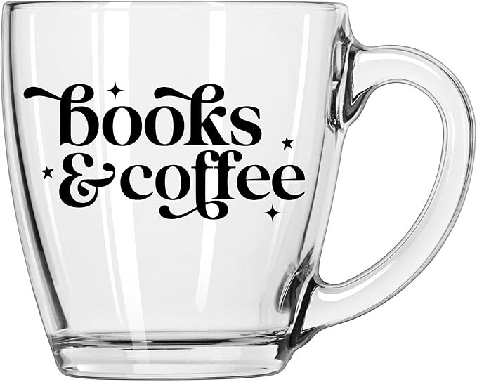 Books and Coffee Glass - Book Lovers Gifts - Ideal Bookish Gift for Readers, Writers, Book Club A... | Amazon (US)
