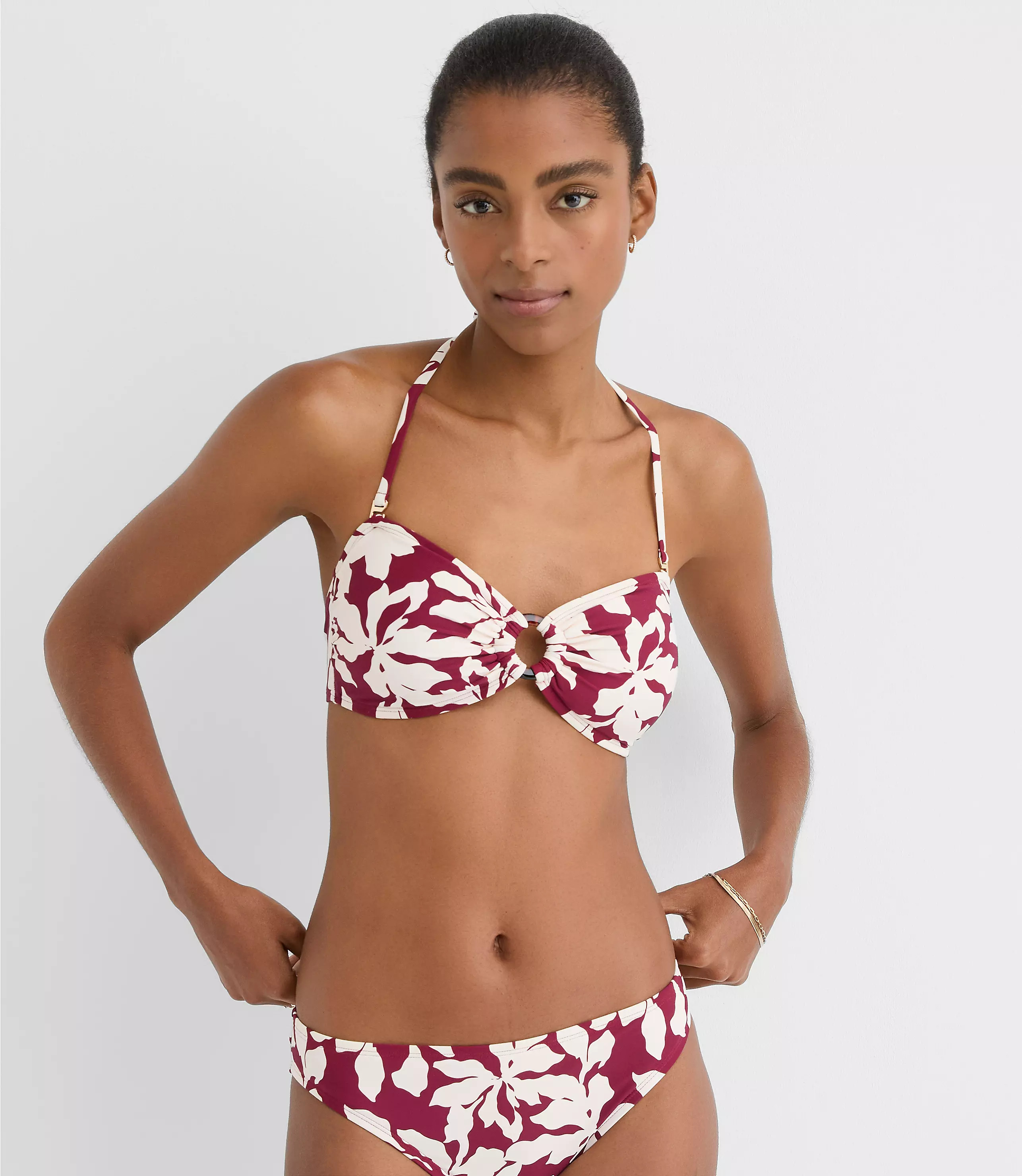 LOFT Beach Magnolia Tortoiseshell Print Ring Bandeau Bikini Top | LOFT