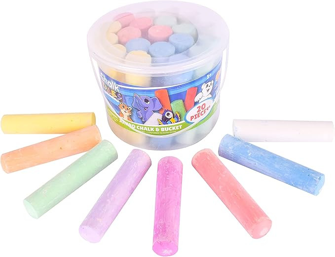 Sunny Days Entertainment Sidewalk Chalk Set for Kids with Storage, Washable, Jumbo Colored Chalk ... | Amazon (US)