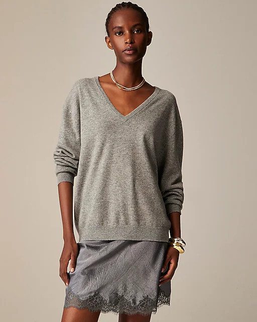 Cashmere relaxed V-neck sweater | J. Crew US