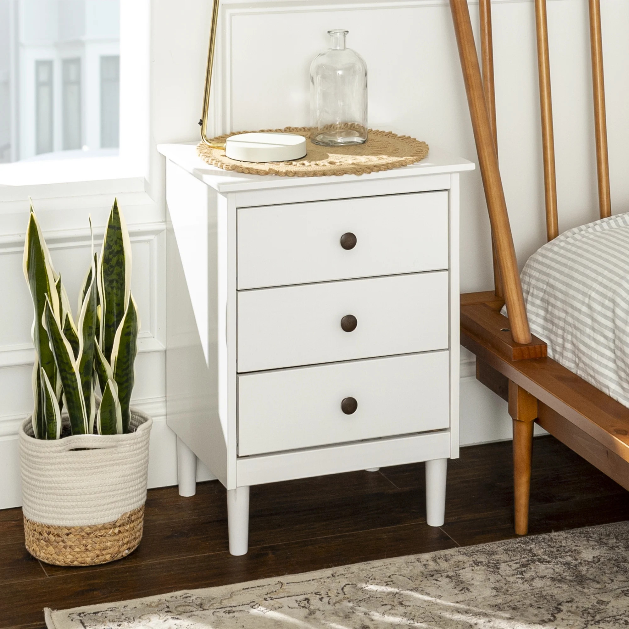 Bellamy Studios Madeline 3-Drawer White Nightstand - Walmart.com | Walmart (US)