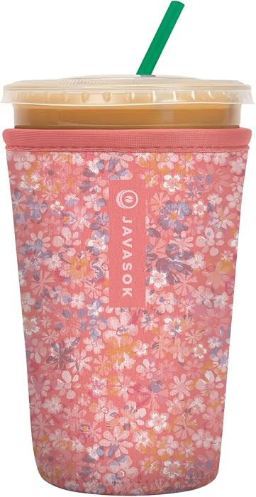 Sok It Java Sok Iced Coffee & Cold Soda Insulated Neoprene Cup Sleeve (Blushing Blooms, Medium: 22-28oz) | Amazon (US)