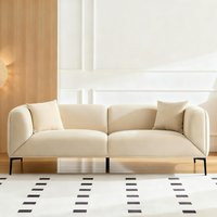 82.7"" Modern Couch Upholstered Boucle Sofa Beige, 3 Seater Minimalist Curved Sofas with Metal Legs, Cozy Luxury, Customized | AliExpress (US)