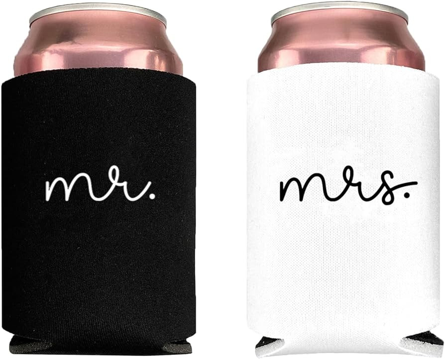 Pink Palm Co. Wedding Set of 2 Can Coolers | Can Holders for Bride and Groom | Beverage Insulator... | Amazon (US)