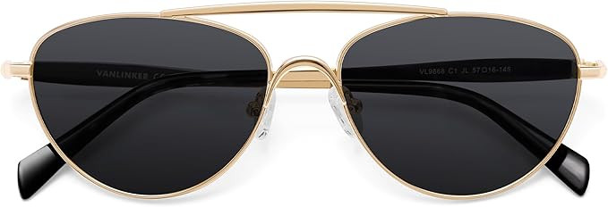 VANLINKER Polarized Trendy Aviator Metal Cat Eye Sunglasses for Women Men Retro Vintage Shades VL... | Amazon (US)
