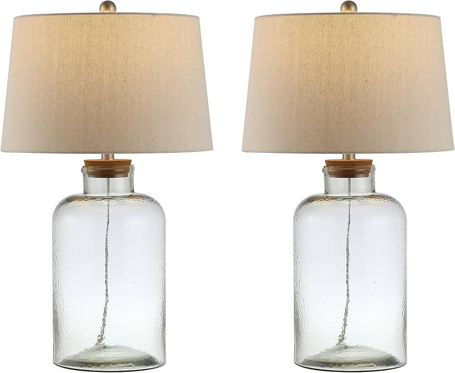 SAFAVIEH Lighting Collection Caden Clear Glass 28-inch Bedroom Living Room Home Office Desk Night... | Amazon (US)