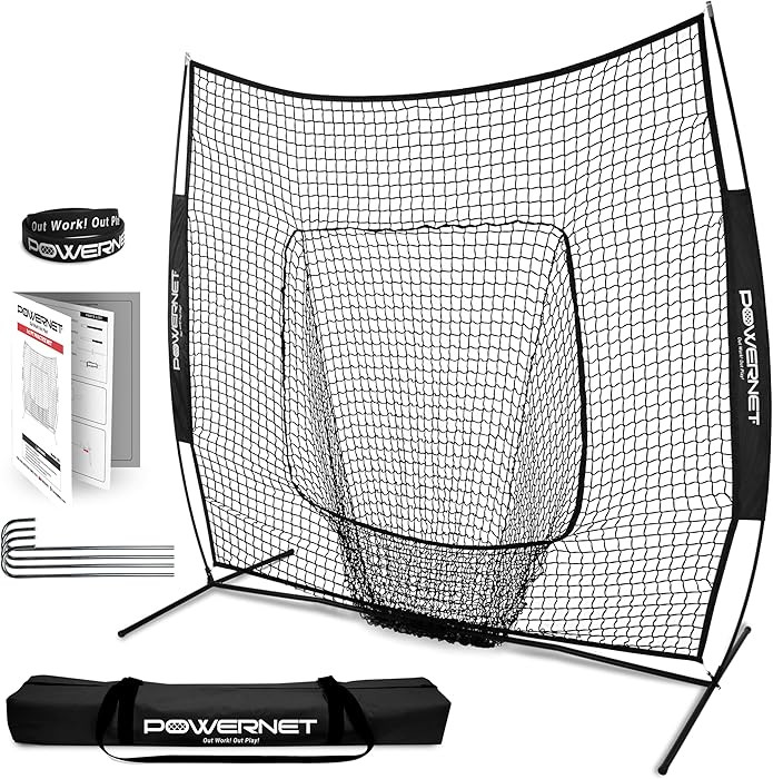 PowerNet Baseball Softball Practice Net 7x7 with Baseball Accessories for Practice Pitching, Batt... | Amazon (US)