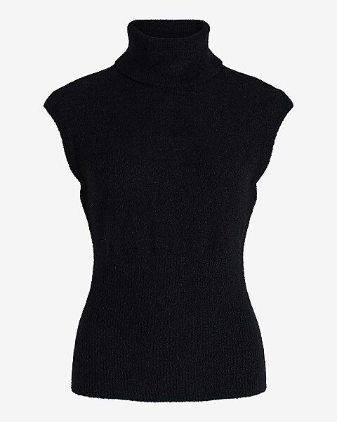 Plush Knit Turtleneck Cap Sleeve Sweater | Express