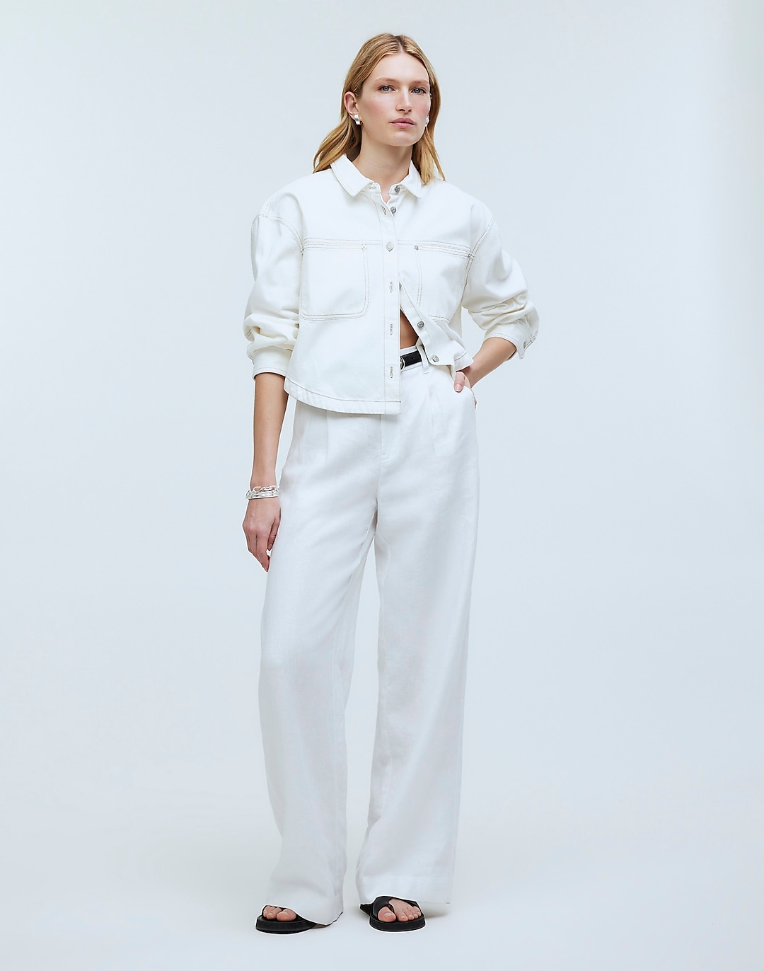 The Petite Harlow Wide-Leg Pant in 100% Linen | Madewell