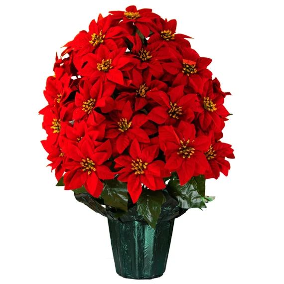 Large Red Poinsettia Potted Silk Arrangement  - Cemetery Flowers - Home Decor - Silk Flower Arran... | Etsy (US)