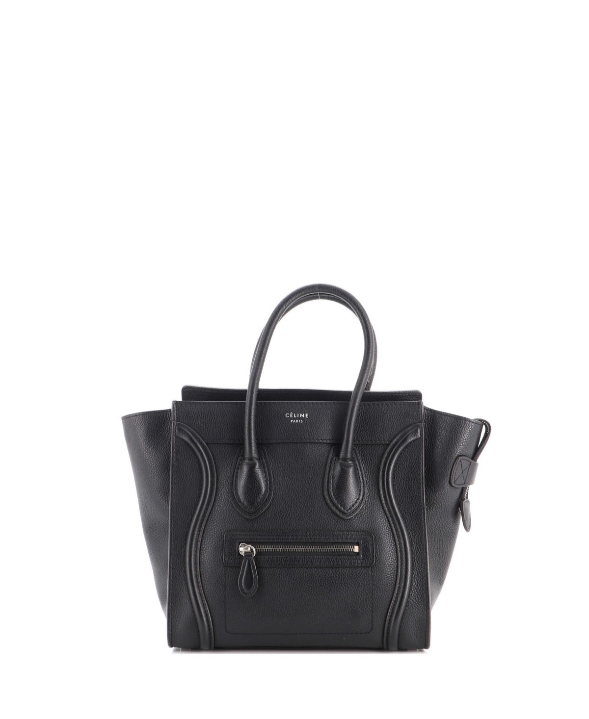 Pre-Owned Celine Micro Luggage Grainy Leather Tote - Black | Macy's