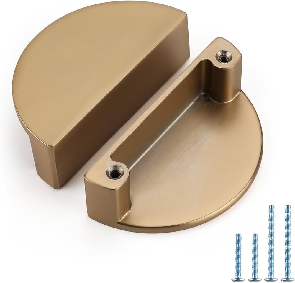 Rergy 6 Pack Champange Bronze Cabinet Pulls, Half Moon Cabinet Handles, Solid Champange Bronze Ca... | Amazon (US)