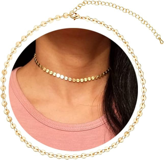 Women's Dainty 16K Gold Plated Coin Choker Neclace | Amazon (US)