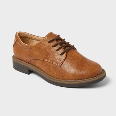 Kids' Will Oxford Dress Shoes - Cat & Jack™ Cognac 13: Lace-Up, Cushioned Insole, Flexible Textured Outsole, Closed Round Toe | Target