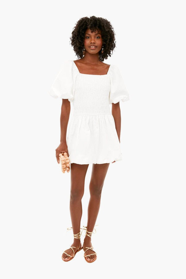 White Smocked Caterina Mini Dress | Tuckernuck (US)