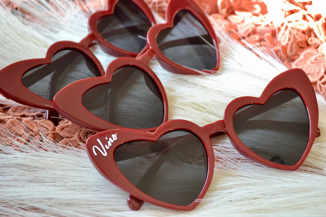 Vino Before Vows, Maroon Bachelorette Party Heart Sunglasses, Winery Bach Favors, Napa Bacheloret... | Etsy (US)