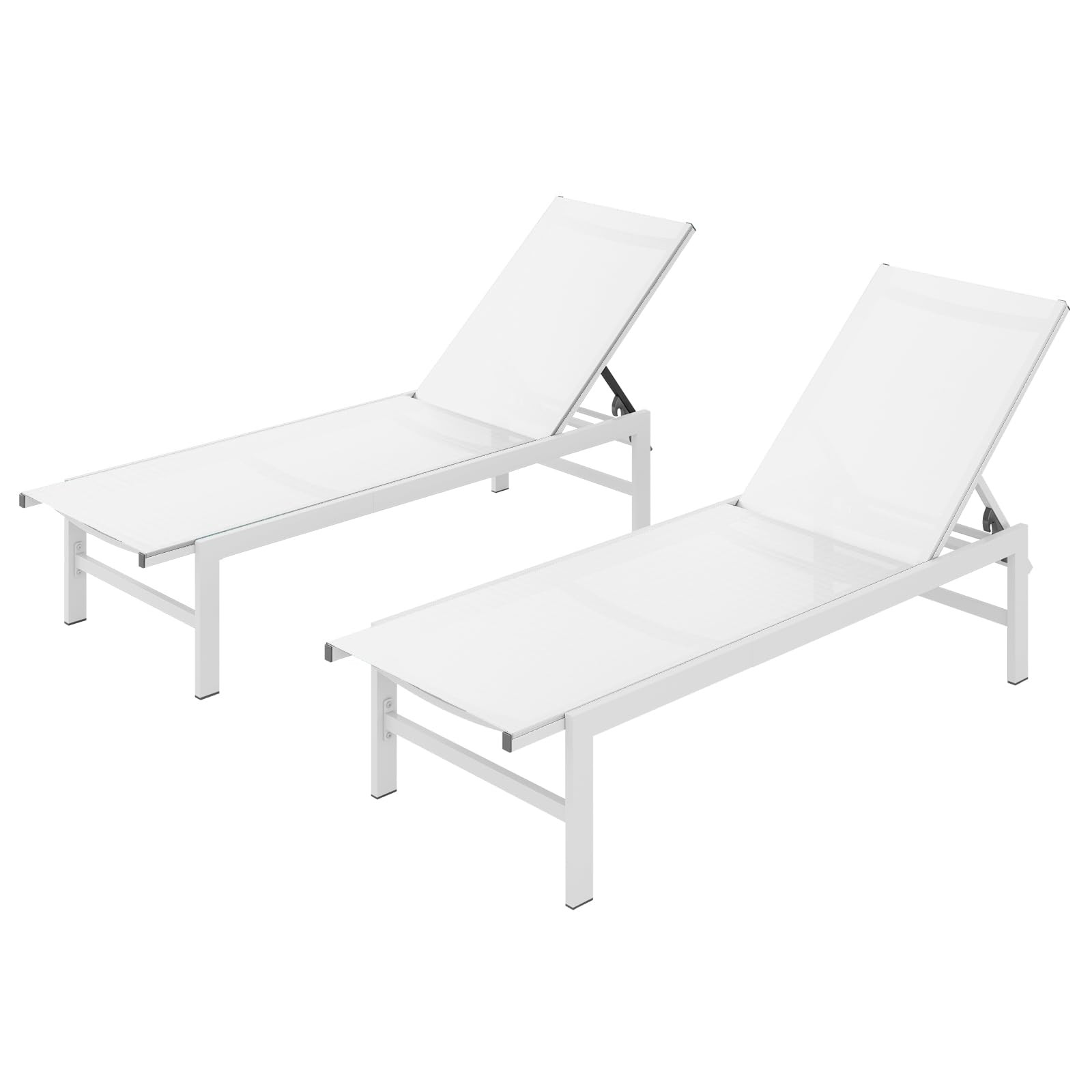 Outdoor Lounge Chairs Set of 2 for Pool, Aluminum Chaise Lounge Chairs with 5-Position Recliner, ... | Amazon (US)