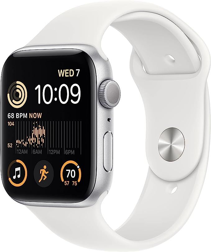 Apple Watch SE (2nd Gen) [GPS 44mm] Smart Watch w/Silver Aluminum Case & White Sport Band - M/L. ... | Amazon (US)
