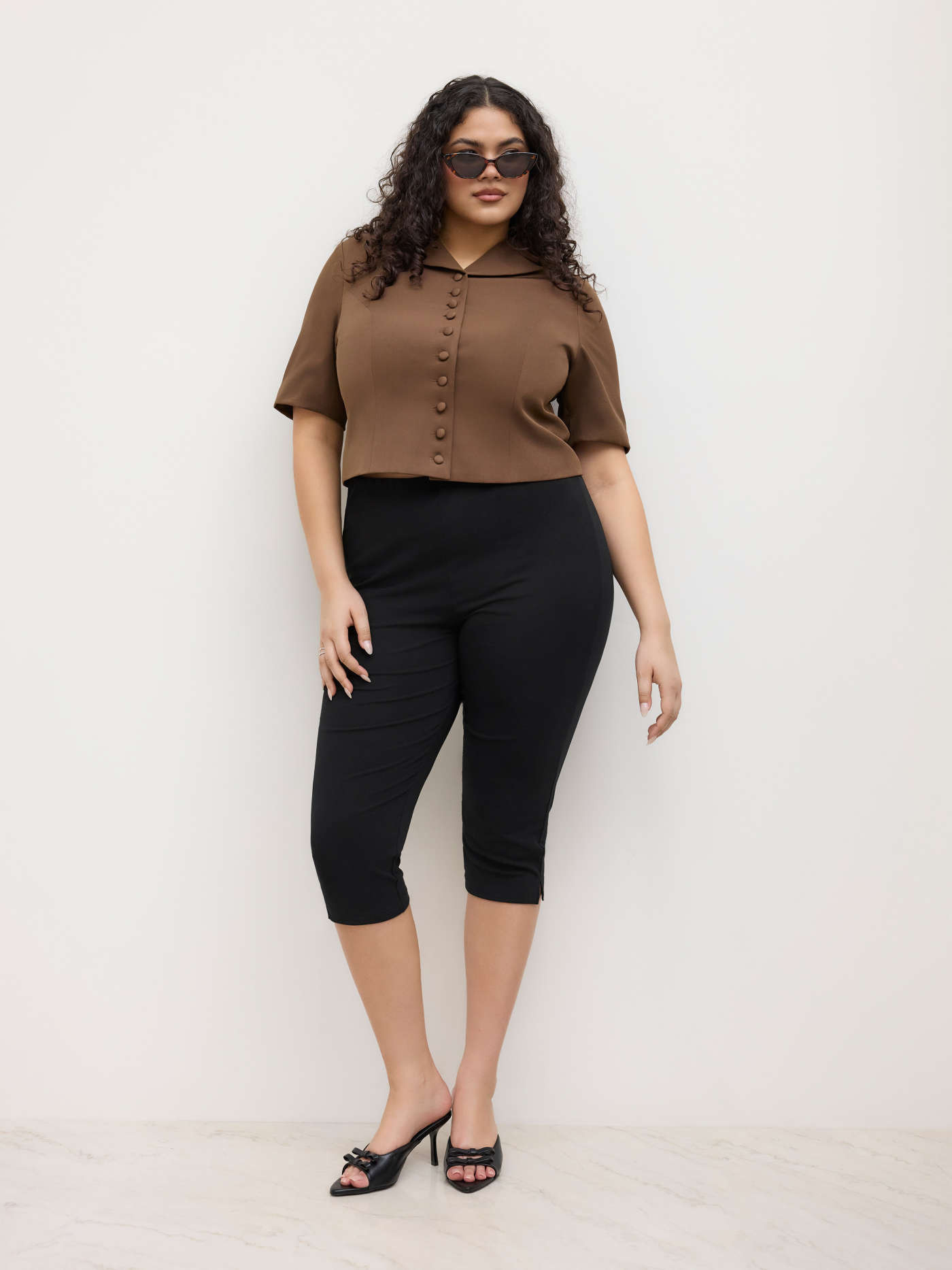 Cotton-blend High Stretch Mid Rise Capri Leggings Curve & Plus... | Cider