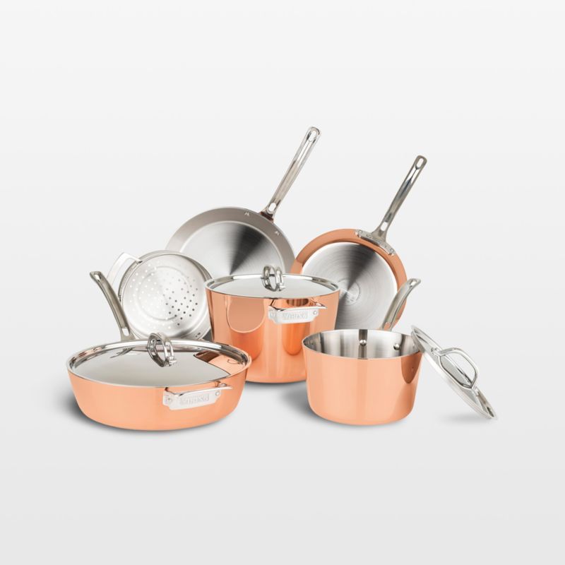 Viking Copper Clad 4-Ply Contemporary 9-Piece Cookware Set | Crate & Barrel | Crate & Barrel