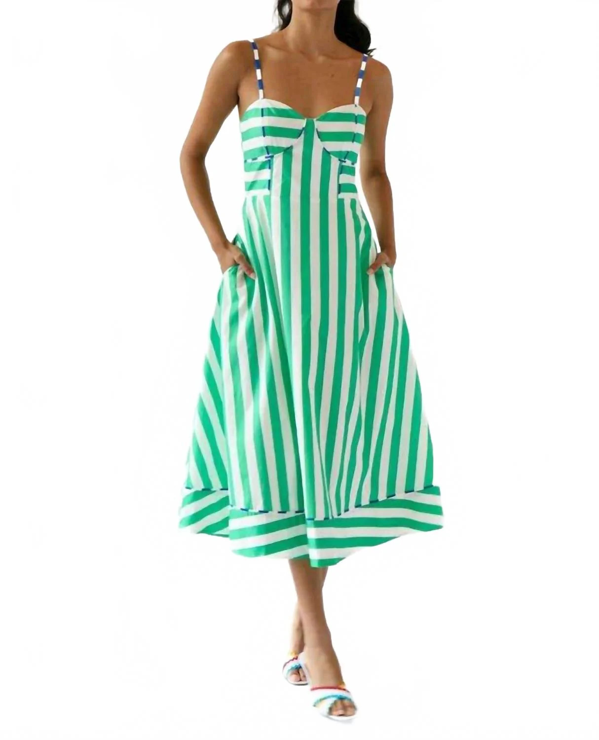 Harper Midi Dress In Green | Shop Simon