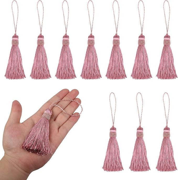 15Pcs Small Tassel 15.5cm/6 Inch Silky Floss Bookmark Tassels with 2.5 Inch Cord Loop for Jewelry... | Amazon (US)