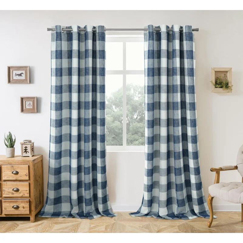 Adamantini Plaid Blackout Thermal Grommet Curtain Panels (Set of 2) | Wayfair North America