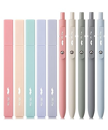 Mr. Pen Aesthetic Gel Pens & Highlighters No Bleed, 10 Pack - Morandi Color Bible Pens, Black Ink | Amazon (US)