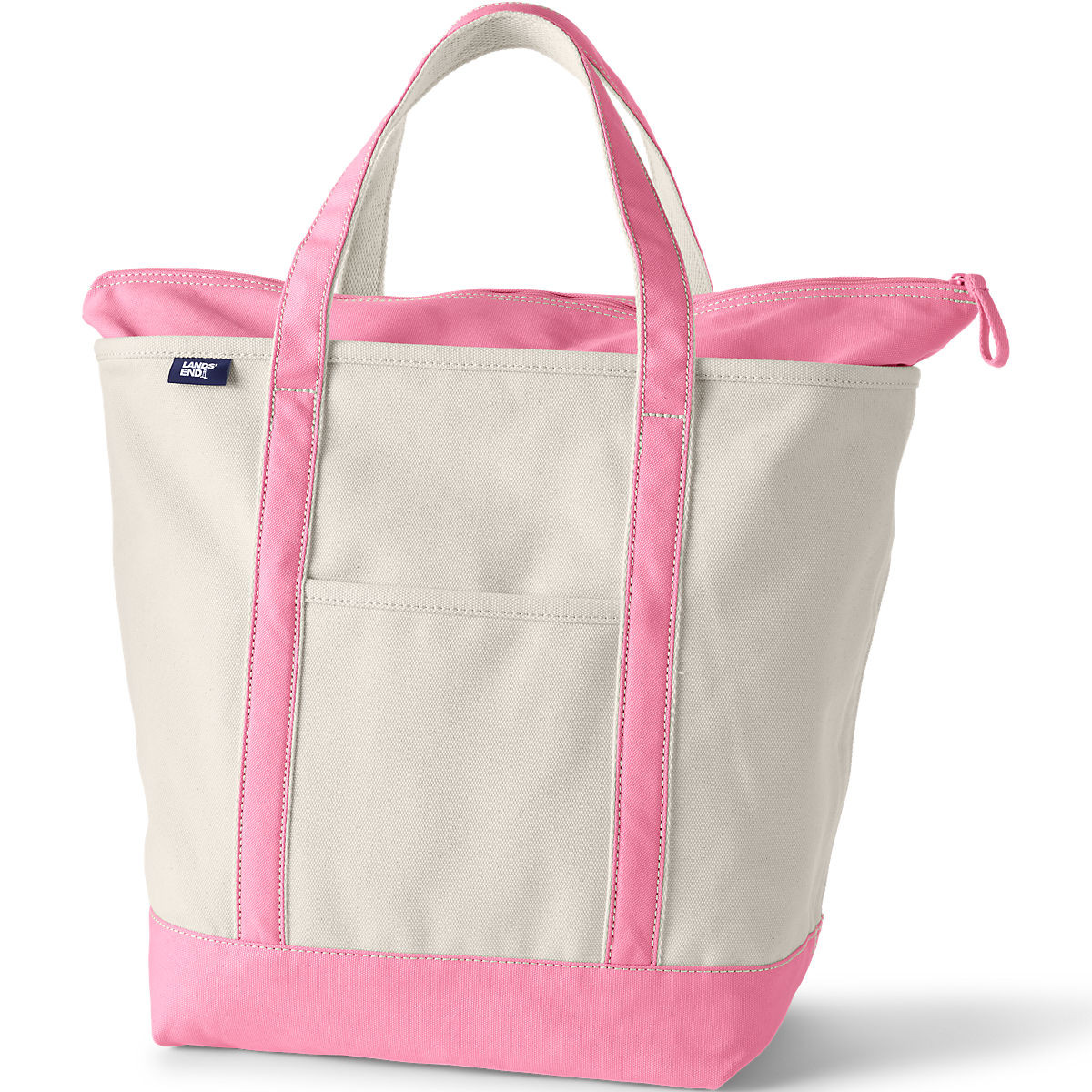Large Natural 5 Pocket Zip Top Canvas Tote Bag | Lands' End (US)