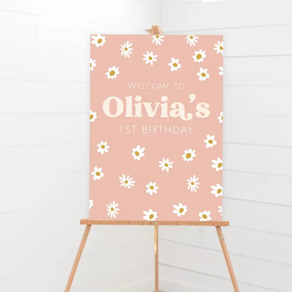 Daisy Welcome Sign  Printable Boho Daisies Birthday Party | Etsy | Etsy (US)