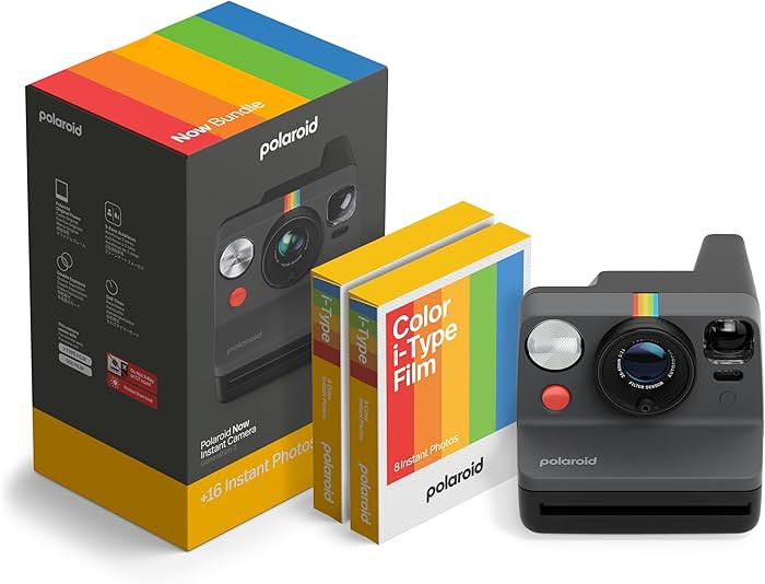 Polaroid Now 3rd Generation I-Type Instant Camera + Film Bundle - Now Black Camera + 16 Color Pho... | Amazon (US)