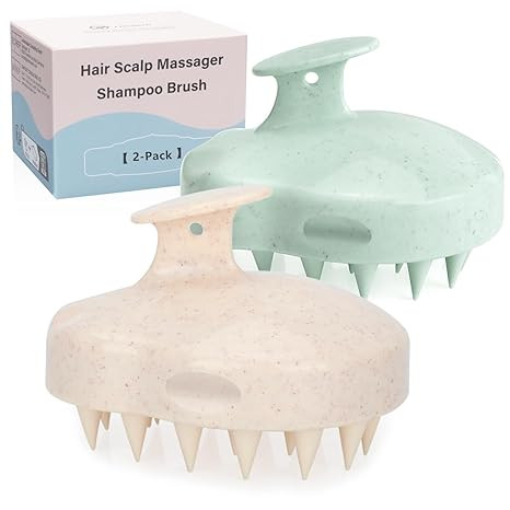 FREATECH 2-Pack Wheat Straw Hair Scalp Massager Shampoo Brush with Silicone Bristles for Hair Gro... | Amazon (US)
