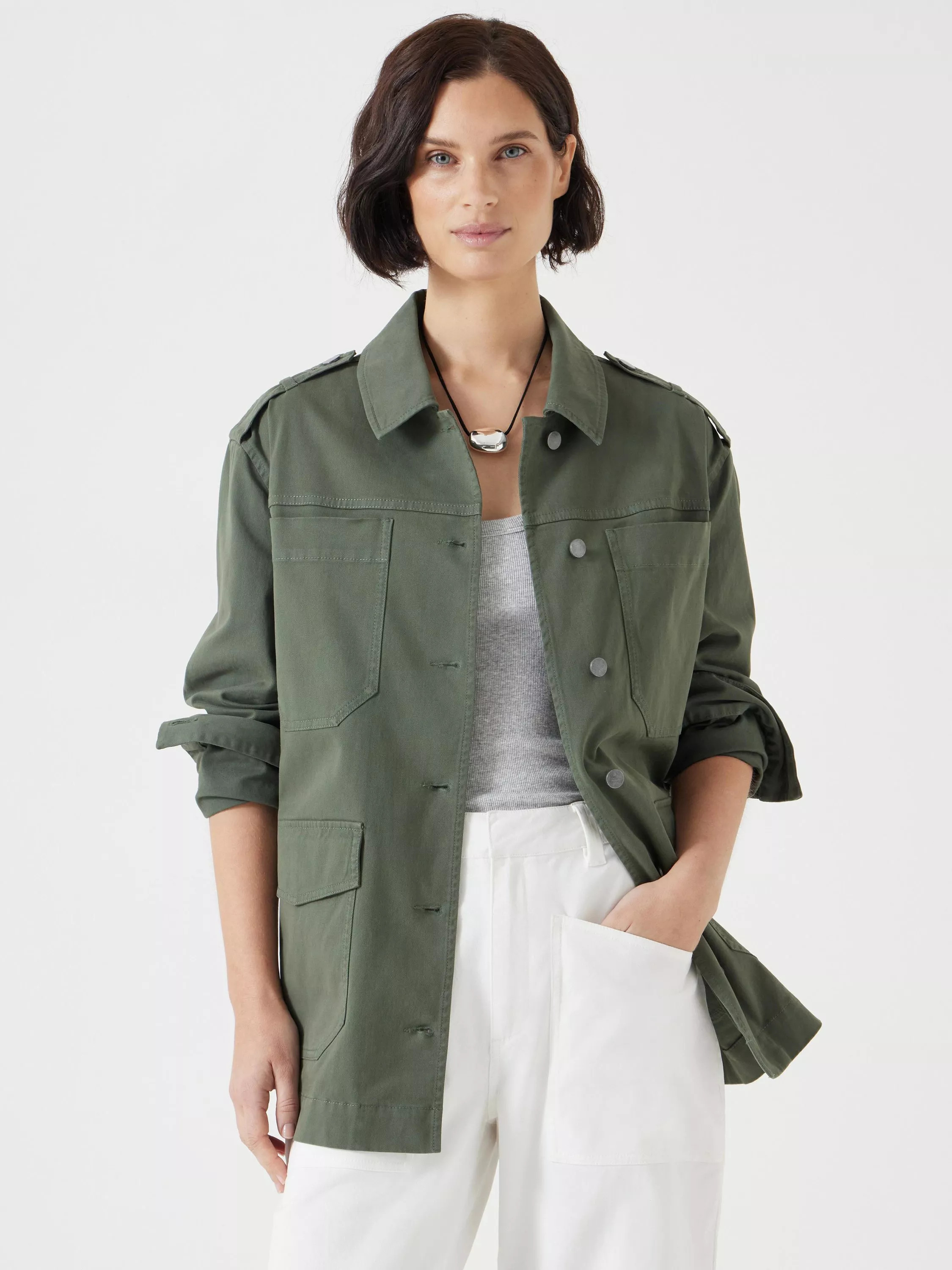 HUSH Utility Jacket, Khaki Green | John Lewis (UK)