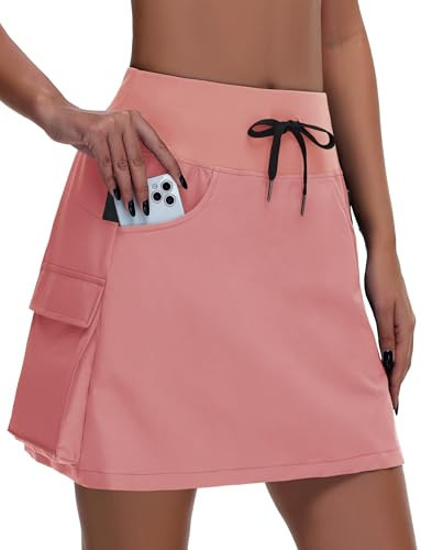 MIVEI Women's Hiking Cargo Skort Skirt - High Waisted Golf Dressy Casual Workout Sport Skirt with Liner Quick Dry UPF50 Peach | Amazon (US)