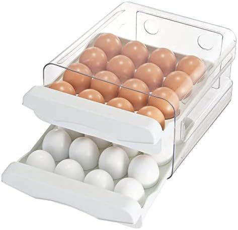 Hershuing 32 Grid Capacity Egg Holder for Refrigerator, Household Egg Fresh Storage Box for Fridg... | Amazon (US)