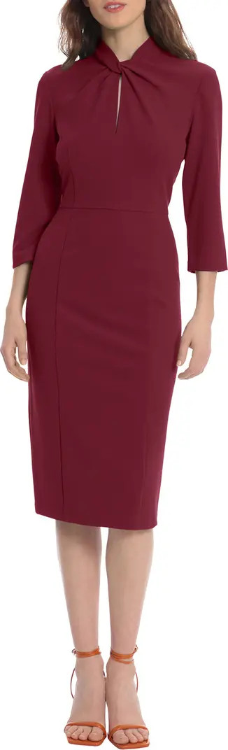 Donna Morgan Crepe Three-Quarter Sleeve Sheath Dress | Nordstrom Rack