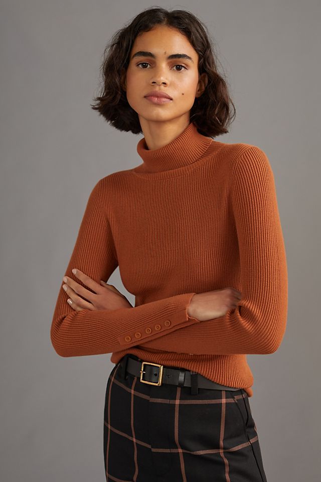 Maeve Button-Sleeve Turtleneck | Anthropologie (US)