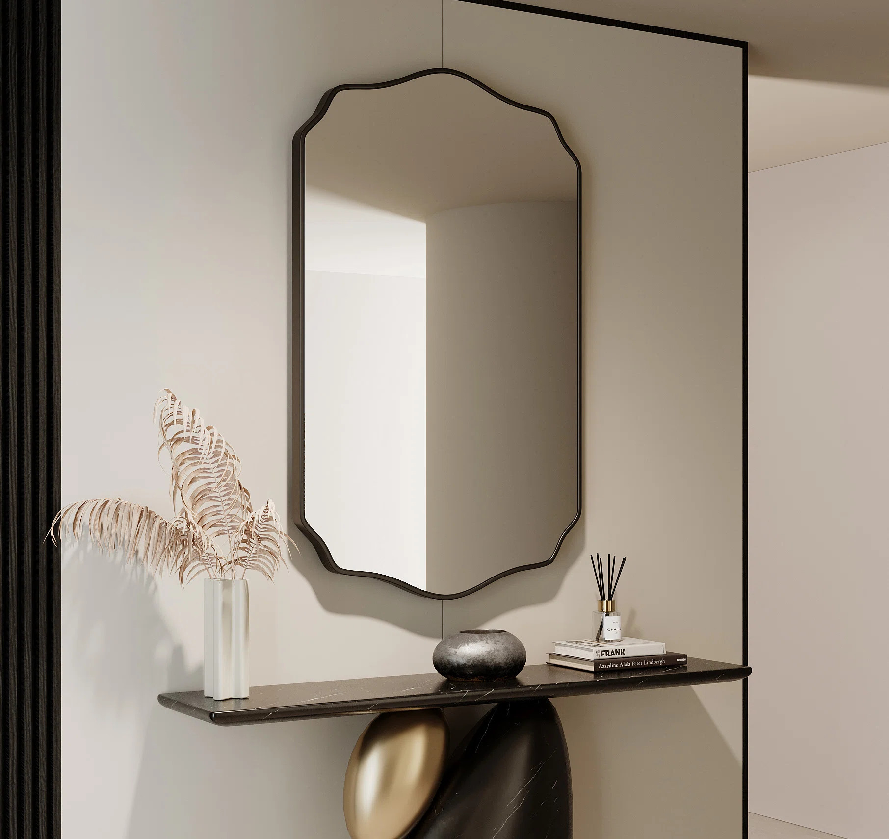 Scalloped Mirror Irregular Wall Mirror Unique Rectangle Mirrors for Bathroom，Entryway | Wayfair North America