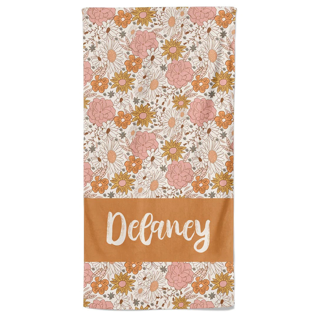 Boho Floral Personalized Kids Beach Towel | All Floral | Caden Lane